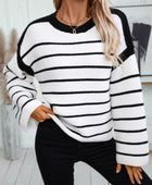 Striped Round Neck Long Sleeve Sweater