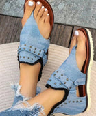 Studded Raw Hem Flat Sandals - Body By J'ne