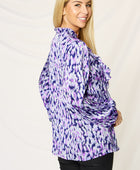 Full Size Printed Ruffle Trim Balloon Sleeve Shirt - Body By J'ne