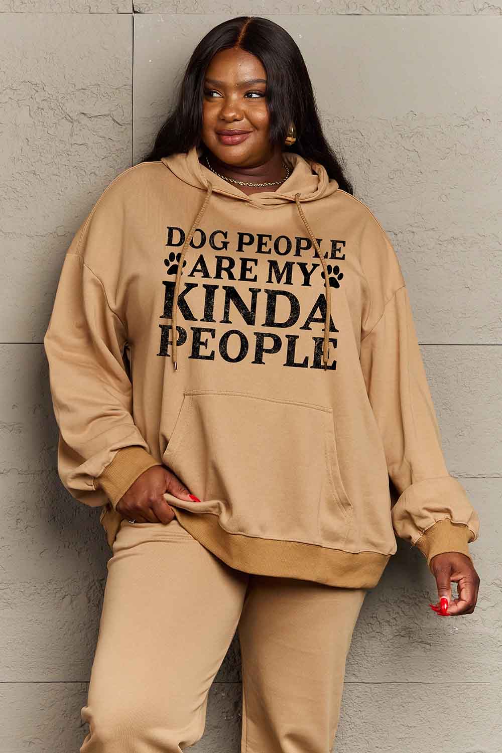 Full Size Dog Paw Slogan Graphic Hoodie