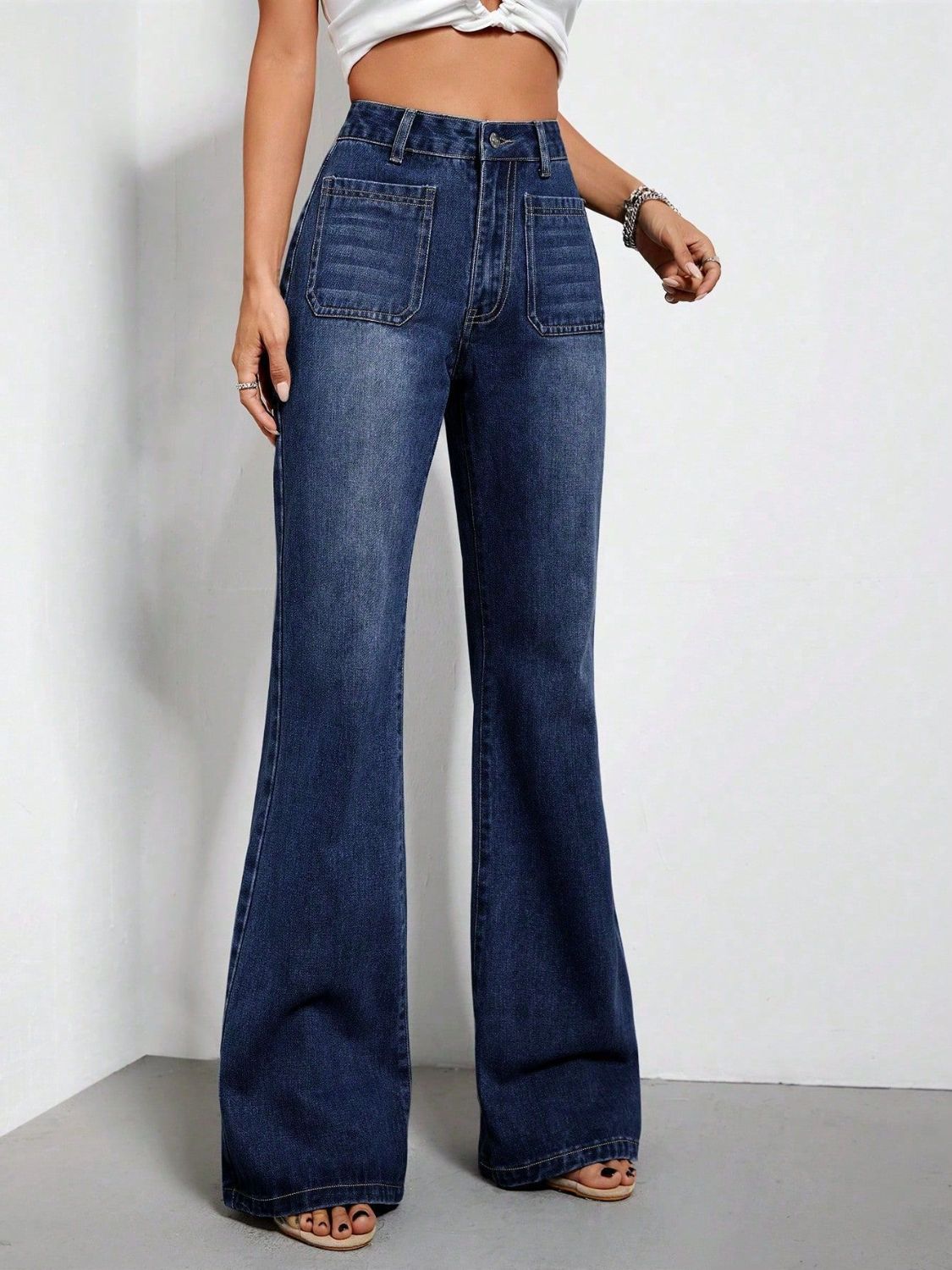 High Waist Bootcut Jeans with Pockets - Body By J'ne