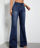 High Waist Bootcut Jeans with Pockets