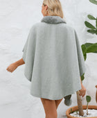 Fuzzy Trim Open Front Poncho