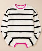 Striped Round Neck Long Sleeve Sweater