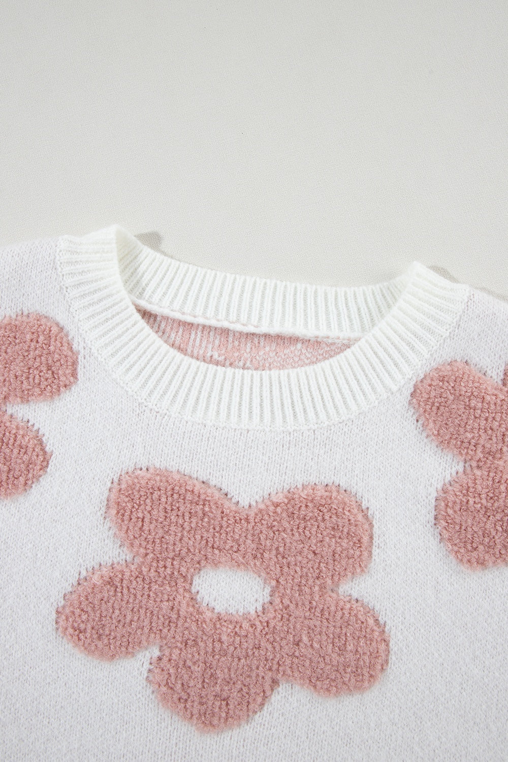 Flower Round Neck Long Sleeve Knit Top - Body By J'ne