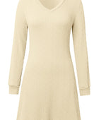 Texture V-Neck Long Sleeve Dress