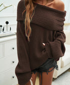 Devine Off-Shoulder Extra-Long Sleeve Sweater