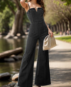 Spaghetti Strap Wide Leg Denim Overalls - Body By J'ne