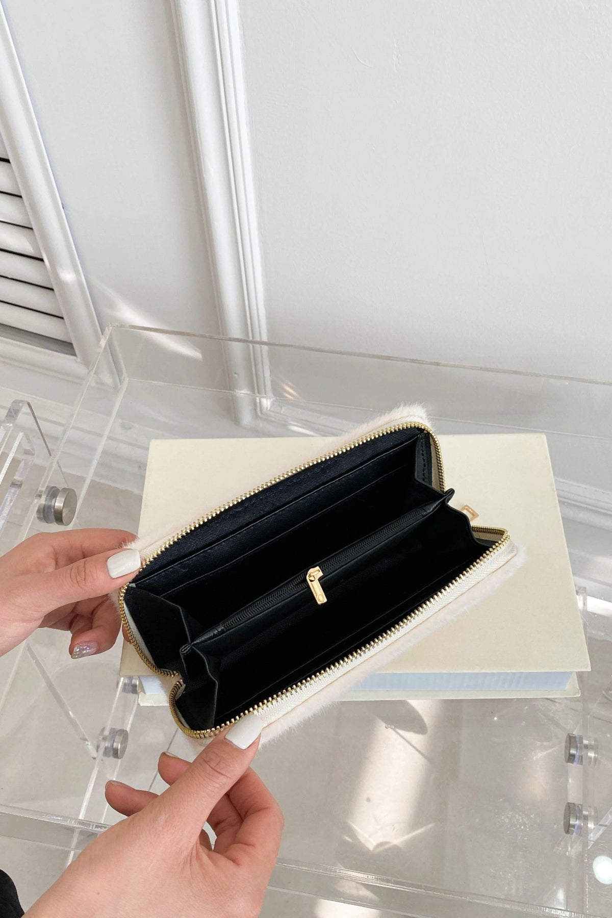 Solid Color Fluff Rectangle Wallet - Body By J'ne