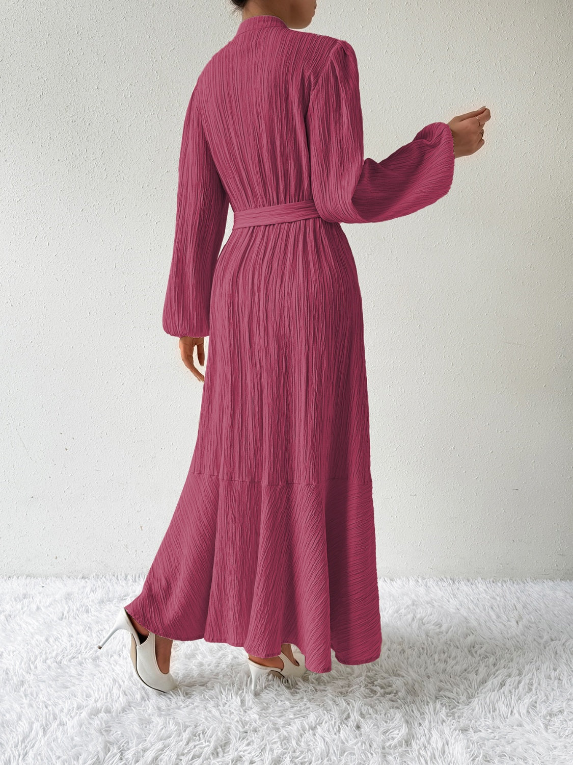 Tie Waist Long Sleeve Dress - Body By J'ne