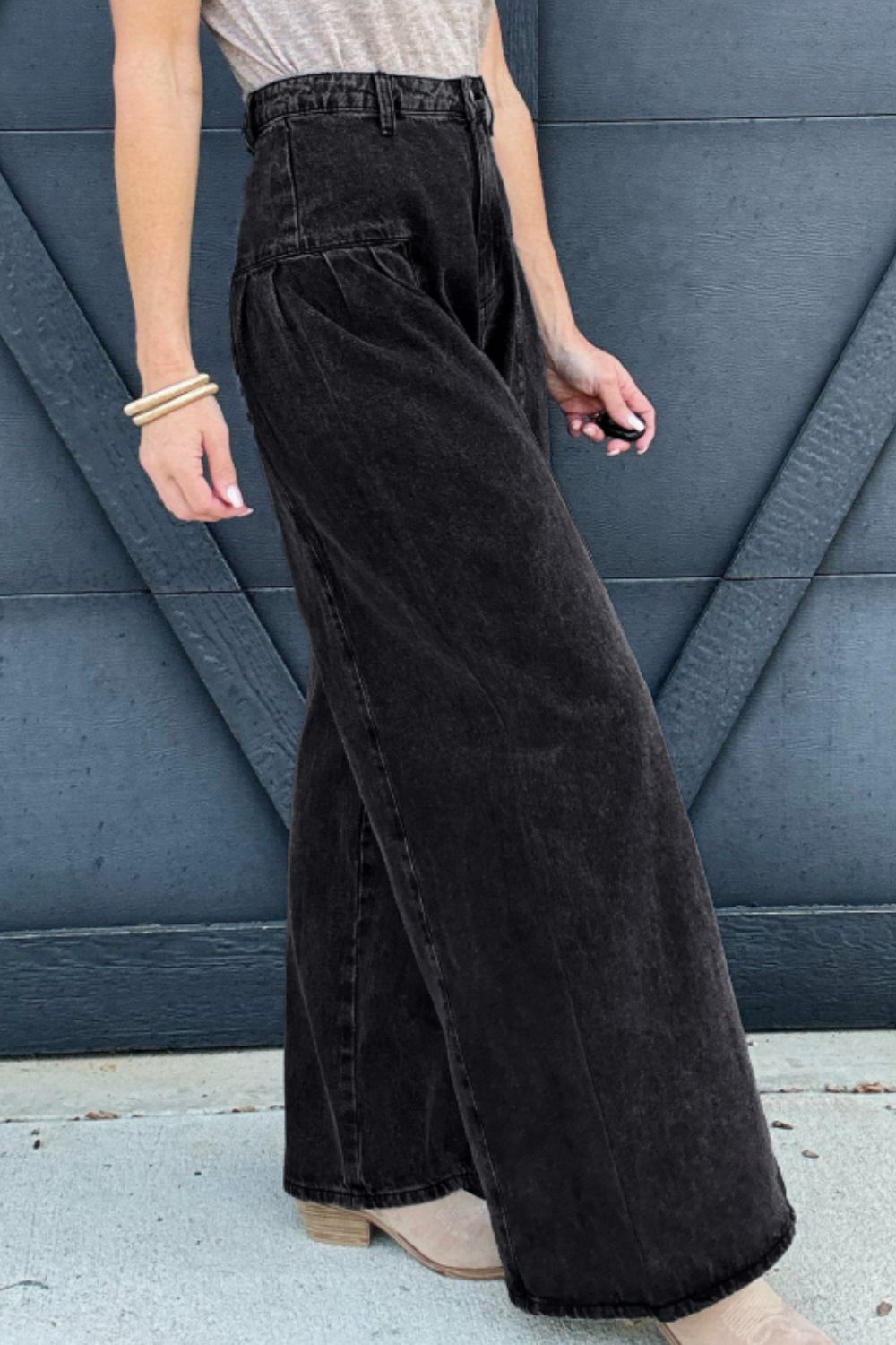 High Rise Wide Leg Jeans with Pockets - Body By J'ne