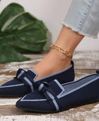 Bow Contrast Trim Point Toe Loafers - Body By J'ne