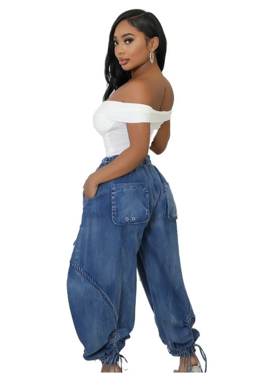 CHRISTA HAREM STYLE DENIM PANTS - Body By J'ne