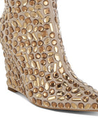 Trend Titan Diamante Slim Wedge Heel Boots