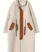 Plus Size Drawstring Zip Up Turtleneck Sherpa Coat