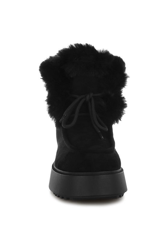 Bunting Faux Fur Collar Flatform Boots - Body By J'ne
