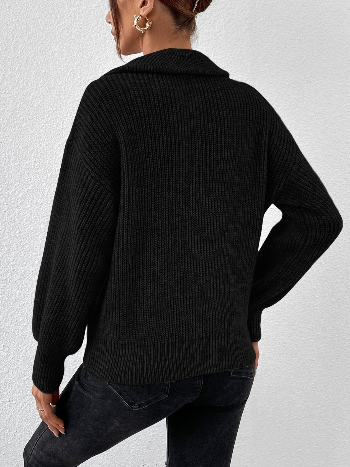 Honey Half Zip Dropped Shoulder Sweater - Body By J'ne