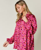 Full Size Printed Long Sleeve Blouse - Body By J'ne