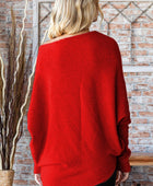 First Love Full Size Asymmetrical Hem Dolman Sleeve Sweater