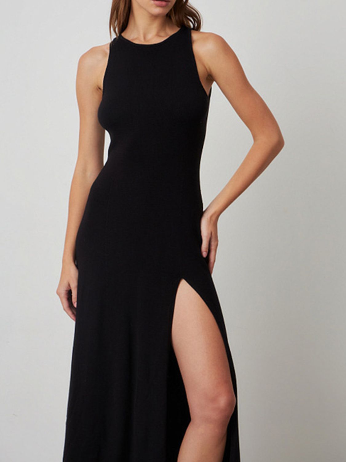 Side Slit Round Neck Sleeveless Dress - Body By J'ne