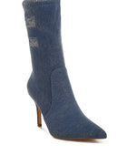 Himkok Distressed Denim Mid-Calf Boots