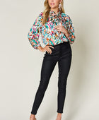 Full Size Printed Button Up Long Sleeve Shirt - Body By J'ne