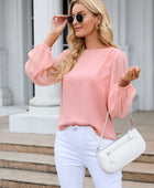 Round Neck Balloon Sleeve Blouse - Body By J'ne