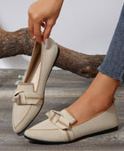 Bow Contrast Trim Point Toe Loafers - Body By J'ne