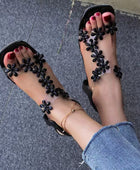 Flower Open Toe Block Heel Sandals - Body By J'ne