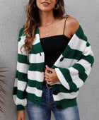 Striped Button Up Long Sleeve Sweater