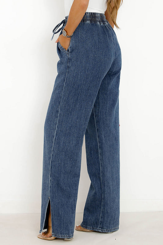 Slit Wide Leg Jeans with Pockets - Body By J'ne
