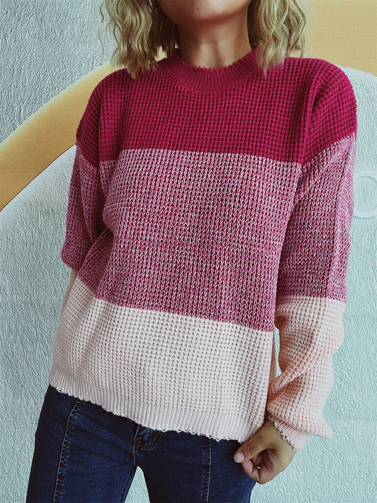 Color Block Long Sleeve Sweater - Body By J'ne