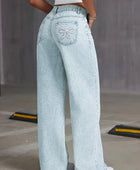 Bow Back Wide Leg Jeans with Pockets