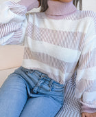 Striped Turtleneck Long Sleeve Sweater