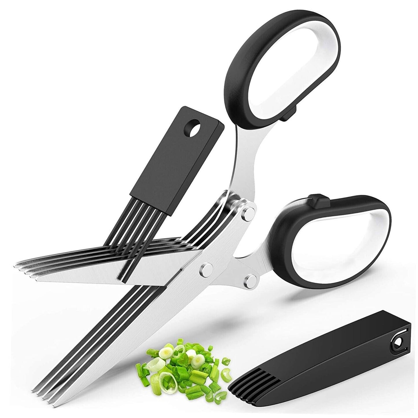 Herb Scissors With Multi Blades Stainless Steel Fast Cutting Shear Kitchen Tool - Body By J'ne