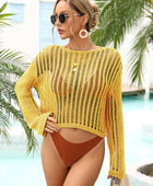 Long Sleeve Round Neck Openwork Cover-Up - Body By J'ne