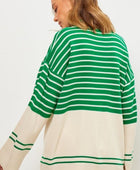 Striped Mock Neck Long Sleeve Sweater