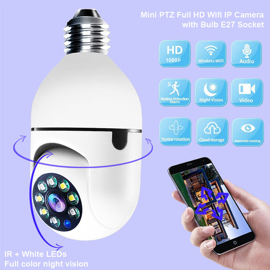 WiFi CAMERA 1080P Bulb 4X Zoom Camera E27 Home 5GWiFi Alarm Monitor - Body By J'ne