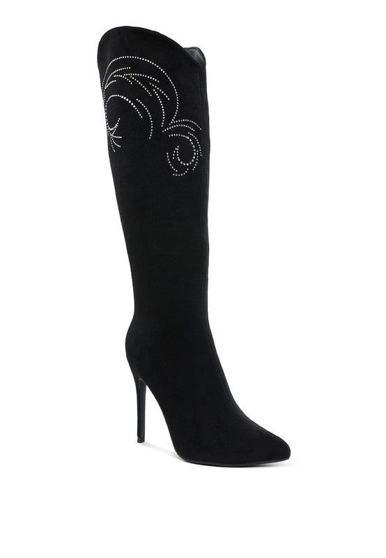 Becks Rhinestone Patterned Calf Boots - Body By J'ne