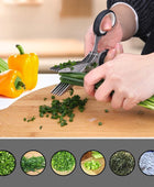 Herb Scissors With Multi Blades Stainless Steel Fast Cutting Shear Kitchen Tool