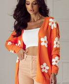 Flower Open Front Long Sleeve Cardigan