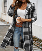 Devine Plaid Long Sleeve Hooded Coat