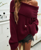 Devine Off-Shoulder Extra-Long Sleeve Sweater