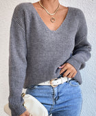 Crisscross V-Neck Long Sleeve Sweater