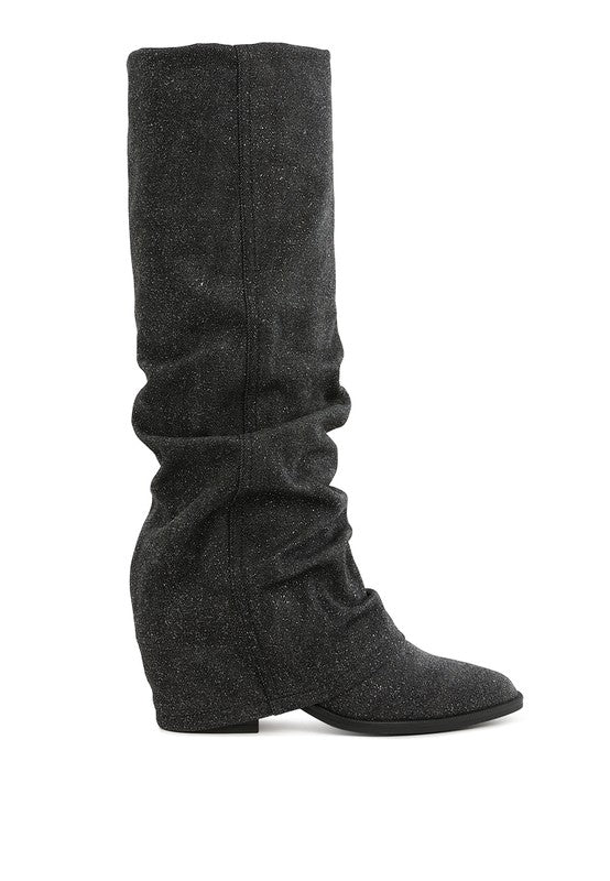 Capella Fold-Over Slouchy Denim Boot - Body By J'ne
