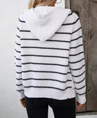 Striped Button Up Long Sleeve Hooded Cardigan