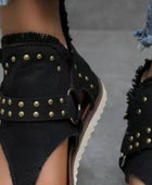 Studded Raw Hem Flat Sandals - Body By J'ne