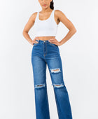 High Waist Distressed Wide Leg Jeans