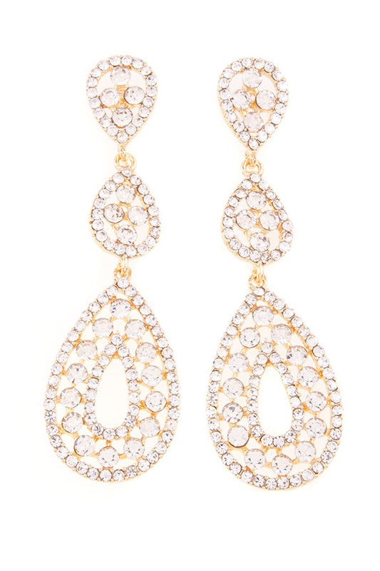 RHINESTONE TEAR DROP EARRING