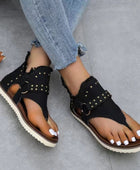 Studded Raw Hem Flat Sandals - Body By J'ne